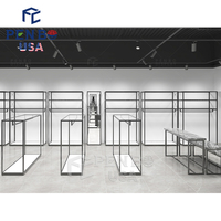 Présentoir métallique lumineux à LED personnalisé, écologique, pour magasin de vêtements, design simple noir, pour rendu 3D, montage facile