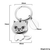Porte-clés en métal créatif en gros, design simple et tendance, porte-clés chat mignon, fournisseur de porte-clés pour animaux de compagnie