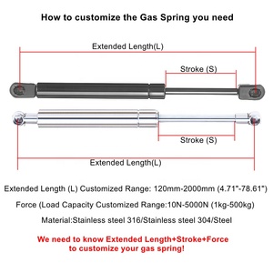 Thanh chống khí bằng thép không gỉ đa năng với giảm xóc khí nén phổ quát để điều chỉnh hỗ trợ nâng trong môi trường biển - Product Image 3