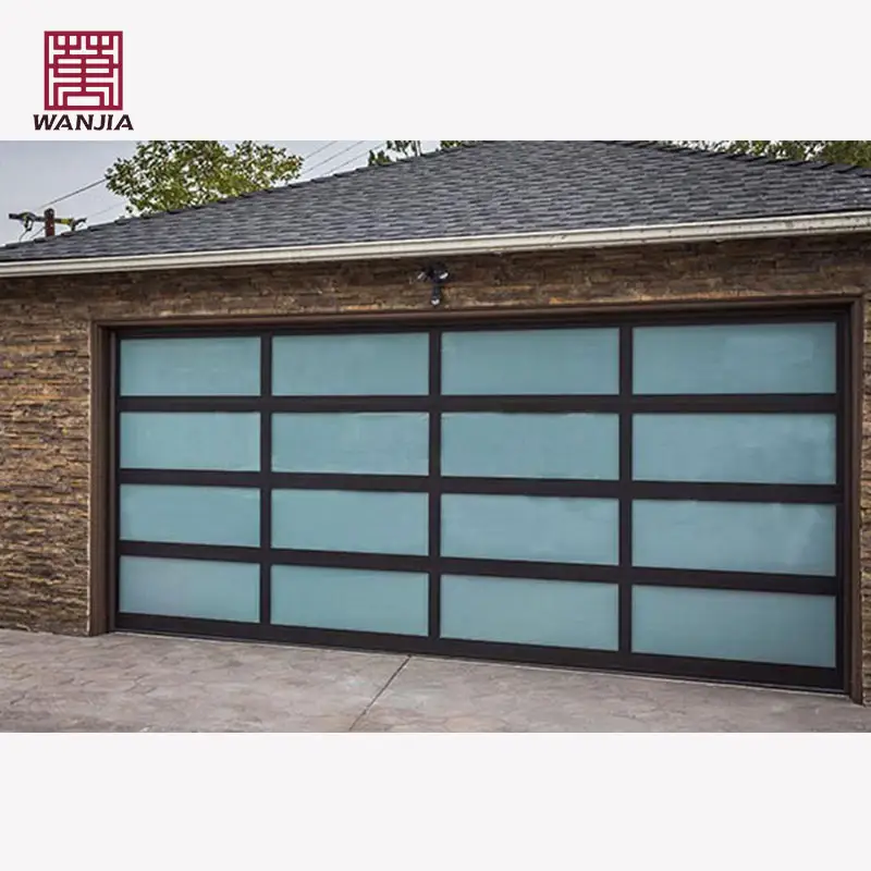 WANJIA – portes coulissantes de Garage personnalisées en alliage d'aluminium et verre, porte sectionnelle automatique