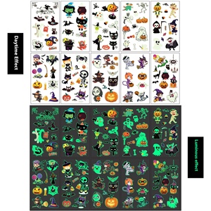 Luminoso Halloween Niños Dibujos animados Resistente al agua Ecológico Tatuaje Pegatinas Juego de 10 piezas para brazo Cara - Product Image 1