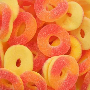 Pfirsich rosa Farbe Bulk Gummibärchen Süßigkeiten, Pfirsich ringe Gummibärchen Halal Süßigkeiten