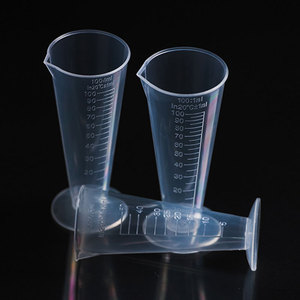 O'Kayme <b>Plastic</b> Measuring <b>Cup</b> 25ml 50ml 100ml 250ml 500ml 1000ml Polypropylene Transparent Graduated Beaker Lab Use - Product Image 3