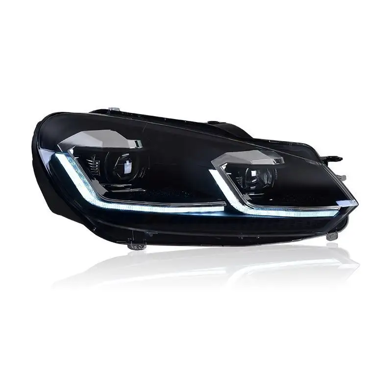 VWゴルフ6 LEDヘッドライト用DRLシグナルランプ2009-2012車モデルオートアクセサリー、隠しバイキセノン付き