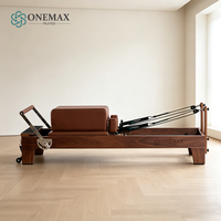 Machine de Pilates Reformer ONEMAX en noyer de luxe, garantie 10 ans, qualité professionnelle, pour le remodelage corporel, les étirements et le fitness