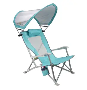 आउटडोर तट चंदवा झुकनेवाला समुद्र तट कुर्सी डेरा डाले हुए lounger चंदवा के साथ