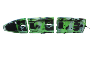 Kayak modulaire en HDPE de 14 pieds, 3 sections, avec moteur, pour 2 personnes, canoë en plastique pour la pêche en lac et en mer - Product Image 1