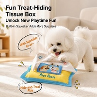 Jouet pour chien en peluche en forme de boîte à mouchoirs, couineur, avec compartiment à friandises, jouet à mâcher interactif et durable pour le nettoyage des dents, animal en peluche doux pour chiot