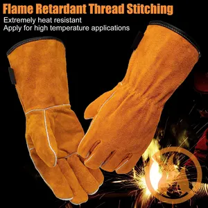 Cheapest Welder Equipment Fire Resistant Premium Cow Split Leather Welding Gloves For Industrial