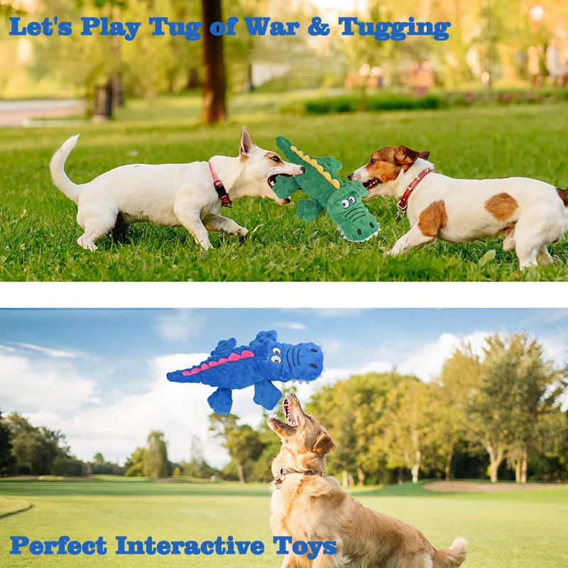 cheap factory price cute plush soft crocodile shaped pet interactive toys squeaky plush dog toy with logo
