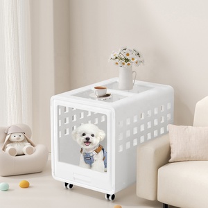 <span class=keywords><strong>Casa</strong></span> para <span class=keywords><strong>Perros</strong></span> de Acrílico Fácil de Limpiar <span class=keywords><strong>con</strong></span> Ruedas, Estilo Mueble, Jaula Transparente de HDPE <span class=keywords><strong>con</strong></span> Ruedas para Interiores - Product Image 1
