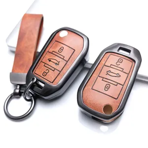 Funda de cuero y aleación de zinc para llave de <span class=keywords><strong>Citroen</strong></span> Berlingo 2021 <span class=keywords><strong>C3</strong></span> III <span class=keywords><strong>Aircross</strong></span> C4 C4L C5 C6 C8 Picasso y Peugeot 208 2019 308 - Product Image 4