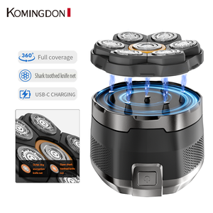Recortadora de Barba Eléctrica Rotativa para Hombres Calvos, 7 Cuchillas Magnéticas de Repuesto, Pantalla LCD, Recargable por USB, para Uso Doméstico - Product Image 2