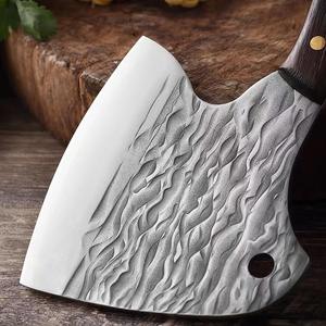 Couteau de cuisine écologique en acier inoxydable forgé à la main, hachoir à os, motif martelé, outil de coupe de bois d'extérieur - Product Image 4