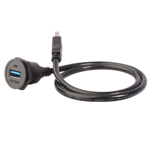 Connecteur femelle USB 3.0 <span class=keywords><strong>M22</strong></span> avec câble d'extension, contacts en cuivre, boîtier en nylon - Product Image 1