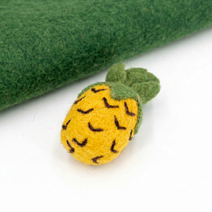 Ananas en feutre de laine avec feuilles vertes, fruits de jeu d'imitation, jeu imaginatif pour enfants, accessoires photo, décoration - Product Image 2