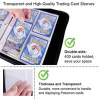 Reliure pour cartes à collectionner Pokémon, étui à fermeture éclair avec 50 feuilles premium à 4 pochettes, capacité jusqu'à 400 cartes