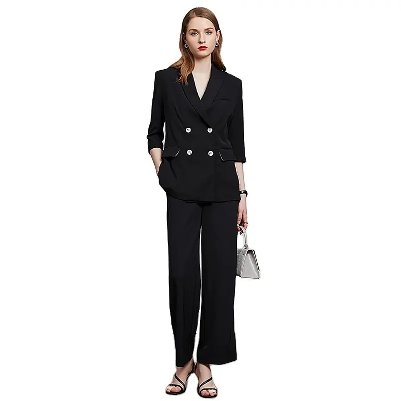 Office classic professional uniform formal jacket suit for women lady business two piece pants suits wholesale