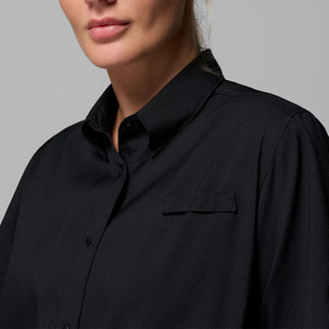 Chemises à manches courtes pour femmes noires <span class=keywords><strong>Columbia</strong></span> en spandex/nylon coupe-vent imperméable respirant UPF 50 - Product Image 3
