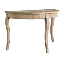 Table console en bois massif de style français W5821, 3 pieds, design demi-lune, antique, 120x60x76cm, pour ferme, villa, appartement, hôtel, salon