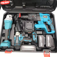 Jeux d'outils 4 en 1, ensemble de marteaux rechargeables au lithium-ion, meuleuse d'angle, coupeur, perceuse, clé - Jeux d'outils électriques polyvalents pour un usage domestique