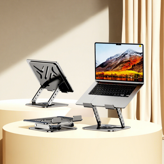 Adjustable Laptop Stand, Cooling Stand, Office Use, Foldable Metal Laptop Stand, 360° Rotating Laptop Stand