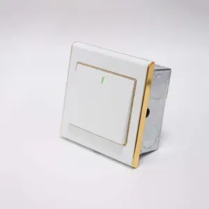 F70 Range 1 Gang Switch White Color Golden Electroplated Ring Plastic Plate 86 Plate