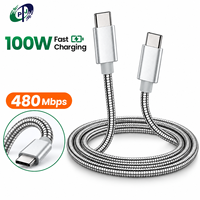 Câble USB C vers USB C en métal à ressort 60W, charge rapide, synchronisation des données 480 Mbps, câble Type C flexible blindé pour téléphone portable