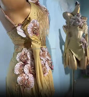 Robe de scène à franges et sequins pour adultes, idéale pour les concours de danse latine, les spectacles de danse florale et les tenues de danse de salon.
