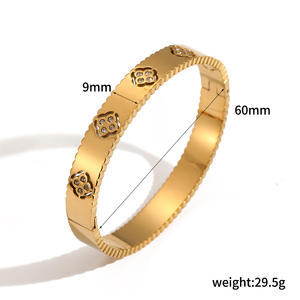 אופנה 18k מצופה זהב 18 קראט פרח זירקון תכשיטים לנשים מתנות אביזרים צמיד - Product Image 6