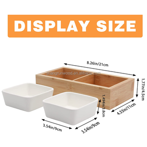 Cuencos de cerámica de madera de bambú para comida y agua, soporte alimentador de animales para mascotas pequeñas, hámster, conejillo de indias, <span class=keywords><strong>chinchilla</strong></span>, conejo - Product Image 3