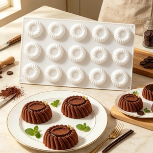 Spiral Mousse Cake Mold 15 Cavity Silicone Baking Mold For Chocolate Lava Pudding Cake Tools - Product Image 1
