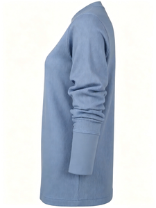 T-shirt côtelé doux de qualité supérieure pour <span class=keywords><strong>femme</strong></span> grande taille, col rond, manches longues, couleur unie, en maille, idéal pour le quotidien et la superposition - Product Image 4