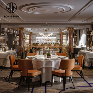 Diseño moderno de cuero naranja muebles de hotel al por mayor de comida rápida restaurante Mesa silla conjunto para cafetería USO COMERCIAL - Product Image 2