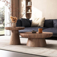 Table basse ronde en bois de style mid-century pour salon et maison