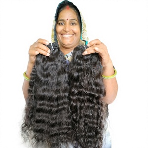 Remy Virgin Indian Temple Human Hair <b>Extensions</b> Wholesale Black Color Silky Curly Machine Double Weft Bundles Unprocessed <b>Cheap</b> - Product Image 1