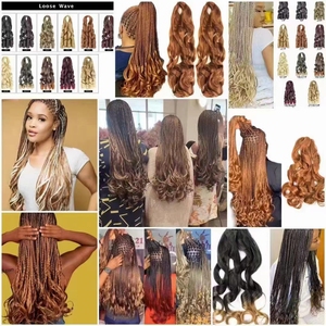 Goddess Locs Cabello de ganchillo 14 pulgadas 7 paquetes Rizado Faux Locs Cabello de ganchillo con extremos rizados River Locs Trenzas de ganchillo con extremos rizados - Product Image 3