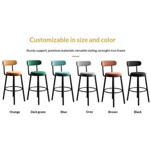 Sgabello da <span class=keywords><strong>Bar</strong></span> Moderno con Schienale, Sedia Alta, Base in Metallo e Legno, Adatto per <span class=keywords><strong>Bar</strong></span>, Caffetterie e Cocktail <span class=keywords><strong>Bar</strong></span> - Product Image 2