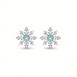 Orecchini a forma di fiocco di neve bianco champagne con zirconi rotondi taglio brillante per donna, regalo carino, gioielli in lega E4329 - Product Image 1