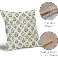 Housse de coussin en lin fleuri |   Housse de coussin imprimée motif plantes printanières pour la décoration du canapé du salon