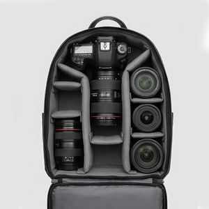 Zaino per Fotocamera DSLR SLR Minimalista Unisex in Pelle Vegana Nera Effetto Coccodrillo, Organizzatore per Fotografia, Vendita all'Ingrosso - Product Image 3