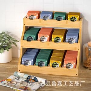 Bamboo <b>Tea</b> Bag Storage Rack 3 Tier Desktop Kitchen Spice Organizer Natural Wood Color <b>Standing</b> Type - Product Image 1