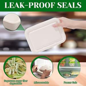 Assiettes et plateaux rectangulaires en bagasse de canne à sucre compostables et boîte alimentaire - Product Image 2