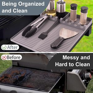 <b>Silicone</b> Grill Mat for Blackstone, Reusable Griddle Tools Mat with Drip Pad, Spatula Mat for Outdoor Grill Kitchen Countertop - Product Image 4