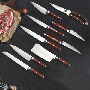 Lot de 9 couteaux <span class=keywords><strong>japonais</strong></span> forgés en acier inoxydable avec manche en <span class=keywords><strong>bois</strong></span>, <span class=keywords><strong>ciseaux</strong></span> de chef, couteau à découper le pain, couteau à désosser, vente en gros - Product Image 2