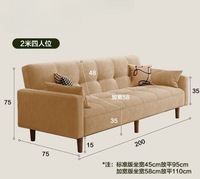 Sofa berukuran kecil untuk ruang tamu. Apartemen sewa baru. Kamar tidur. Sofa bed berbahan kain ganda. Dapat dilipat.