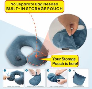 Oreiller de voyage gonflable Keemall pour <span class=keywords><strong>avion</strong></span>, train, voiture, avec housse lavable, en forme de U, pour la sieste au bureau - Product Image 6