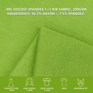 40S 92.5 Viscose 7.5 Spandex 1x1 Rib Knit Fabric 177cm Width 200gsm Super Stretch For <b>Vests</b> Base Shirts Underwear Panties - Product Image 4