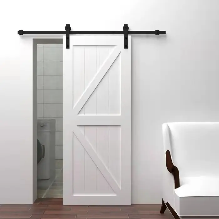 Puerta de granero de madera blanca de combinación clásica de diseño moderno Americano Puerta de Granero blanca interior