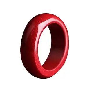 แหวน Cinnabar วงแหวนฮวงจุ้ย,แหวนรักษาฮวงจุ้ยสีแดงสำหรับผู้ชายผู้หญิงบทสวดมนต์โชคดีพุทธศาสนาปกป้องสองครั้งที่